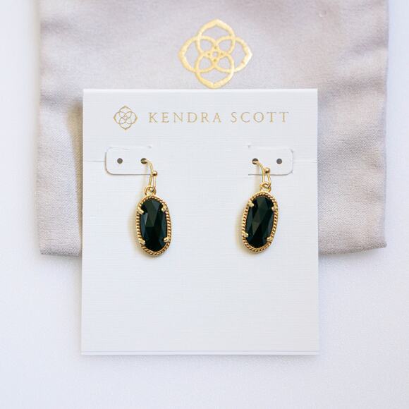 Kendra Scott Jewelry - Kendra Scott Lee Gold Drop Earrings in Black Opaque Glass